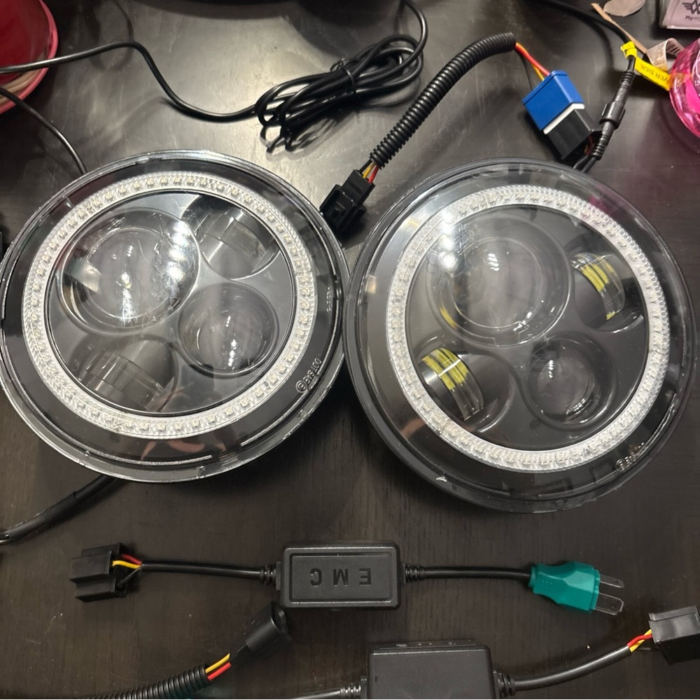 Xprite 7" 90W LED RGB Halo DRL Headlights for 1997-2018 Jeep Wrangler TJ LJ JK